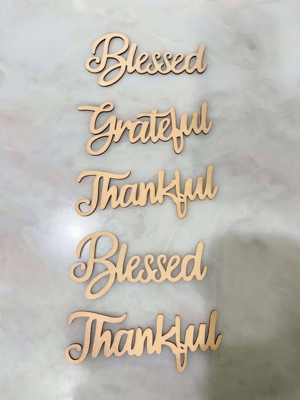 Wood Words Blessed Grateful Thankful